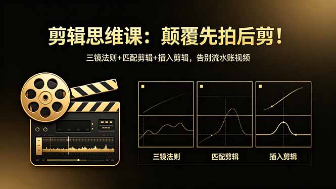 剪辑思维课：颠覆先拍后剪！三镜法则+匹配剪辑+插入剪辑，告别流水账视频-迦哆网创社