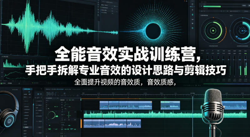 全能音效实战训练营，手把手拆解专业音效的设计思路与剪辑技巧，全面提升视频的音效质感-迦哆网创社