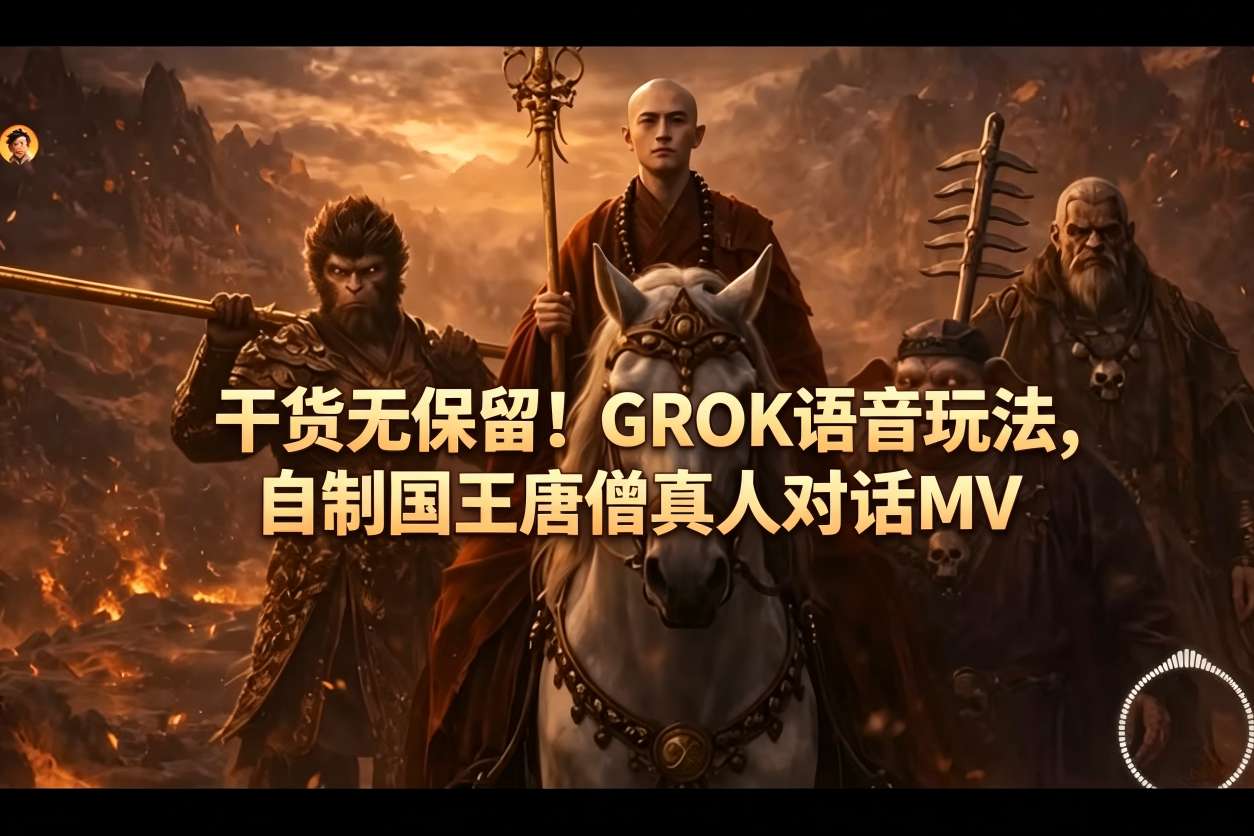 干货无保留！GROK语音玩法，自制国王唐僧真人对话MV-迦哆网创社