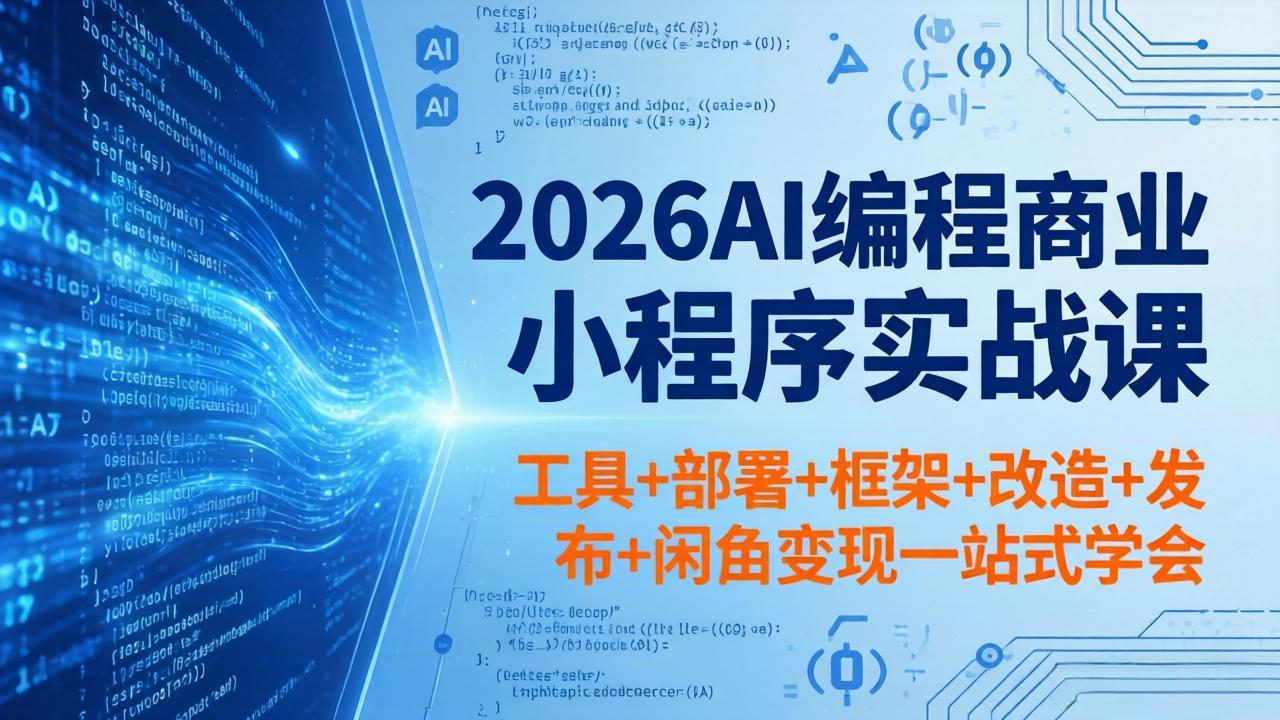 2026AI编程商业小程序实战课，工具+部署+框架+改造+发布+闲鱼变现一站式学会-迦哆网创社