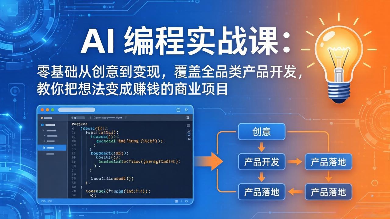 AI编程实战课-第三期-5月3更新：零基础从创意到变现，覆盖全品类产品开发，把想法变成赚钱项目-迦哆网创社
