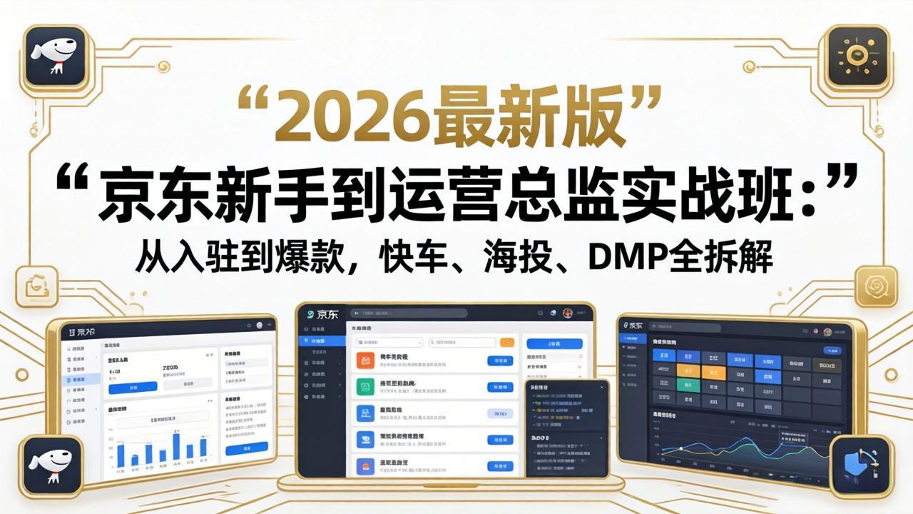 京东新手到运营总监实战班：从入驻到爆款，快车、海投、DMP全拆解，2026最新版-迦哆网创社