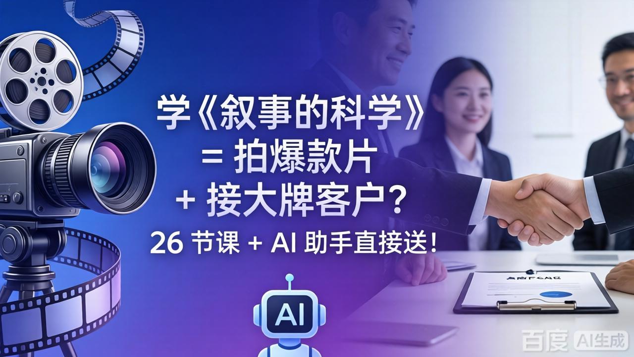 学《叙事的科学》= 拍爆款片 + 接大牌客户？26 节课 + AI 助手直接送！-迦哆网创社