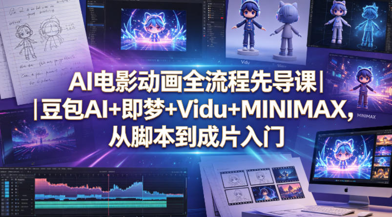 AI电影动画全流程先导课｜豆包AI+即梦+Vidu+MINIMAX，从脚本到成片入门-迦哆网创社