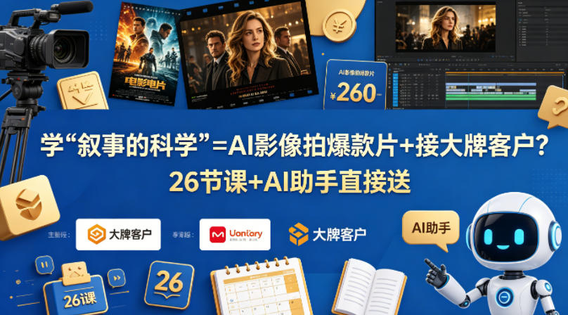 学《叙事的科学》=AI影像拍爆款片+接大牌客户？26节课+AI助手直接送【原创双语字幕】-迦哆网创社