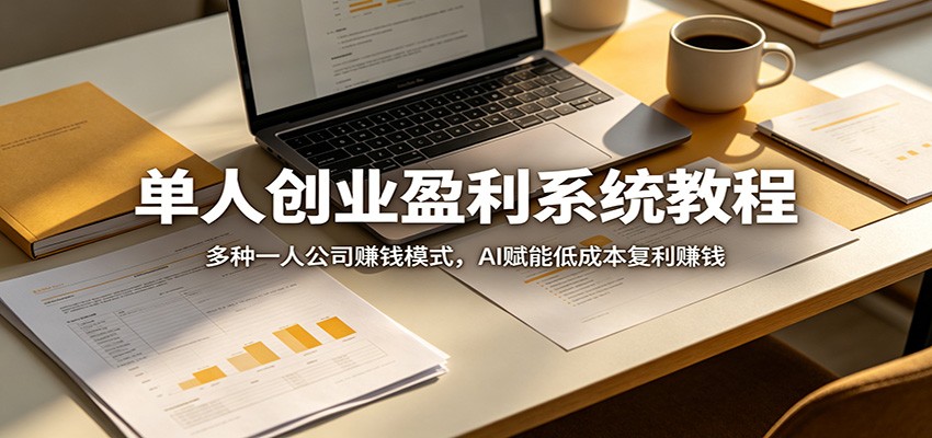 单人创业盈利系统教程：多种一人公司赚钱模式，AI赋能低成本复利赚钱-迦哆网创社