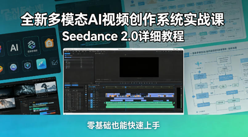 全新多模态AI视频创作系统实战课，Seedance 2.0详细教程，零基础也能快速上手-迦哆网创社