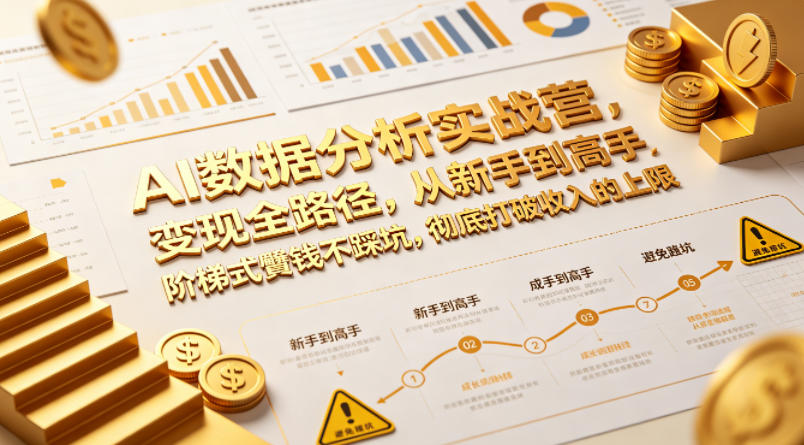 AI数据分析实战营，变现全路径，从新手到高手，阶梯式賺钱不踩坑，彻底打破收入的上限-迦哆网创社