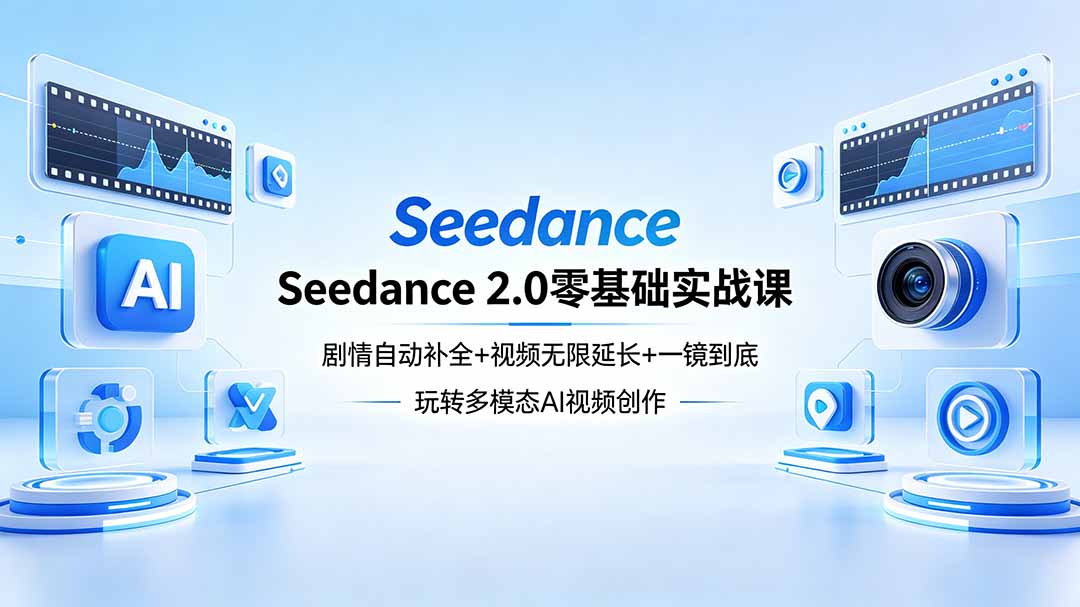 Seedance 2.0零基础实战课：剧情自动补全+视频无限延长+一镜到底：玩转多模态AI视频创作-迦哆网创社