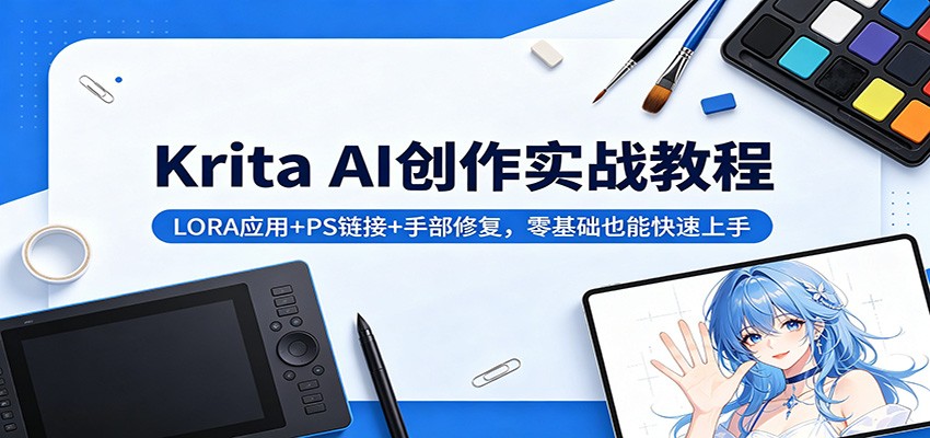 Krita AI创作实战教程：LORA应用+PS链接+手部修复，零基础也能快速上手-迦哆网创社