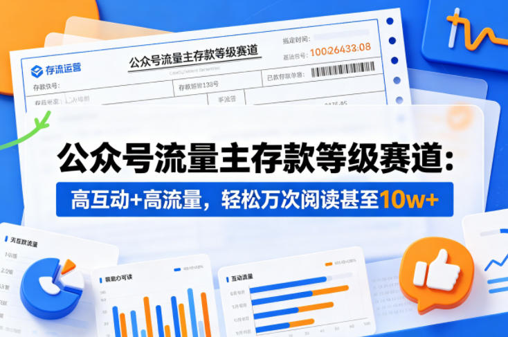 公众号流量主之存款等级赛道，高互动+高流量，轻松达到万次阅读，甚至10w+-迦哆网创社
