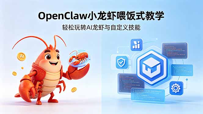 不用懂技术！OpenClaw小龙虾喂饭式教学，轻松玩转AI龙虾与自定义技能-迦哆网创社