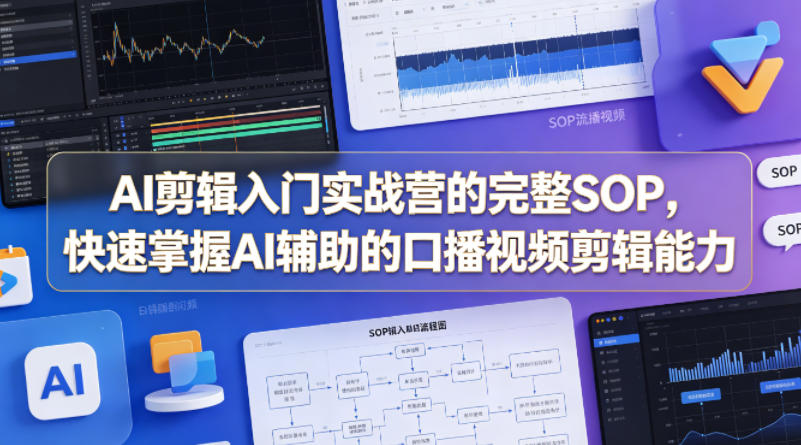 AI剪辑入门实战营的完整SOP，快速掌握AI辅助的口播视频剪辑能力-迦哆网创社