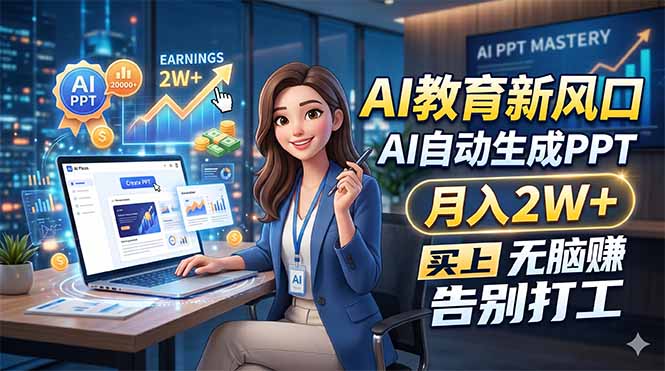 AI教育新风口，AI自动生成PPT，月入2W+，无脑赚，告别打工-迦哆网创社