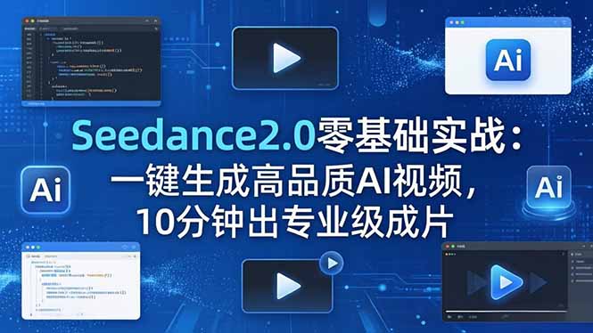 Seedance2.0零基础实战：一键生成高品质AI视频，10分钟出专业级成片-迦哆网创社