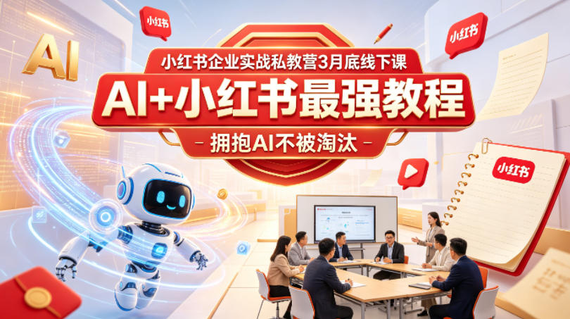 小红书企业实战私教营3月底线下课，AI+小红书最强教程，拥抱AI不被淘汰-迦哆网创社