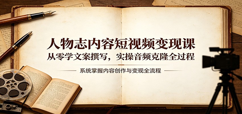 人物志内容短视频变现课：从零学文案撰写，实操音频克隆全过程-迦哆网创社