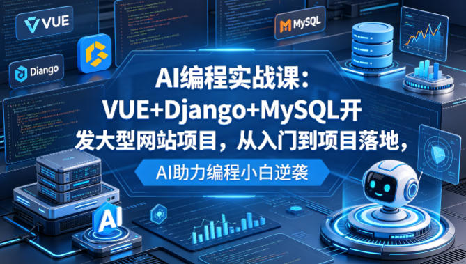 AI编程实战课：VUE+Django+MySQL开发大型网站项目，从入门到项目落地，AI助力编程小白逆袭-迦哆网创社