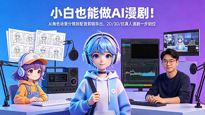 小白也能做AI漫剧！从角色场景分镜到配音剪辑导出，2D/3D/仿真人漫剧一步到位-迦哆网创社