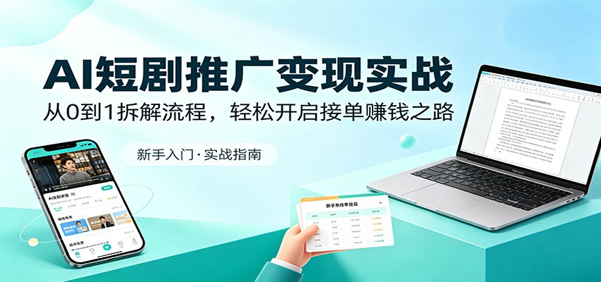 AI短剧推广变现实战：从0到1拆解流程，轻松开启接单赚钱之路-迦哆网创社