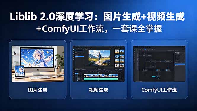 Liblib 2.0深度学习：图片生成+视频生成+ComfyUI工作流，一套课全掌握-迦哆网创社