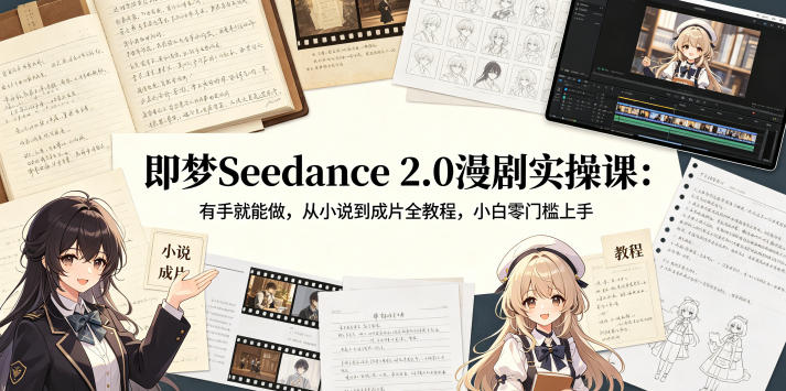 即梦Seedance 2.0漫剧实操课：有手就能做，从小说到成片全教程，小白零门槛上手-迦哆网创社