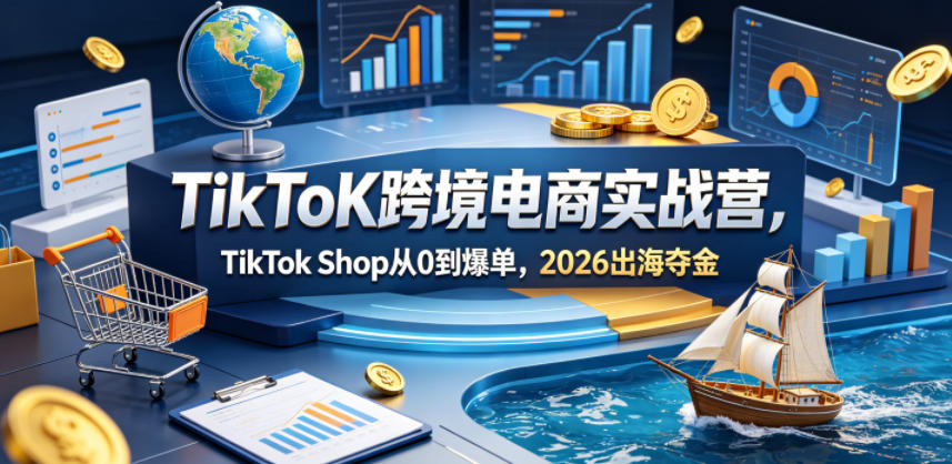 TikToK跨境电商实战营，TikTok Shop从0到爆单，2026出海夺金-迦哆网创社
