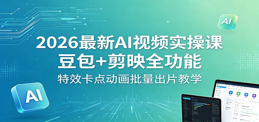 2026最新AI视频实操课：豆包+剪映全功能，特效卡点动画批量出片教学-迦哆网创社