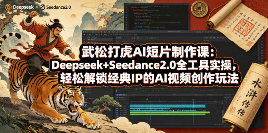 武松打虎AI短片制作课：Deepseek+Seedance2.0全工具实操，轻松解锁经典IP的AI视频创作玩法-迦哆网创社