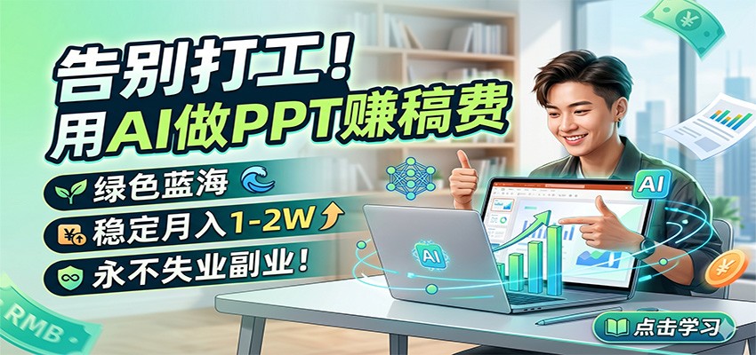 告别打工！用AI做PPT赚稿费，绿色蓝海，稳定月入1-2W，永不失业副业！-迦哆网创社