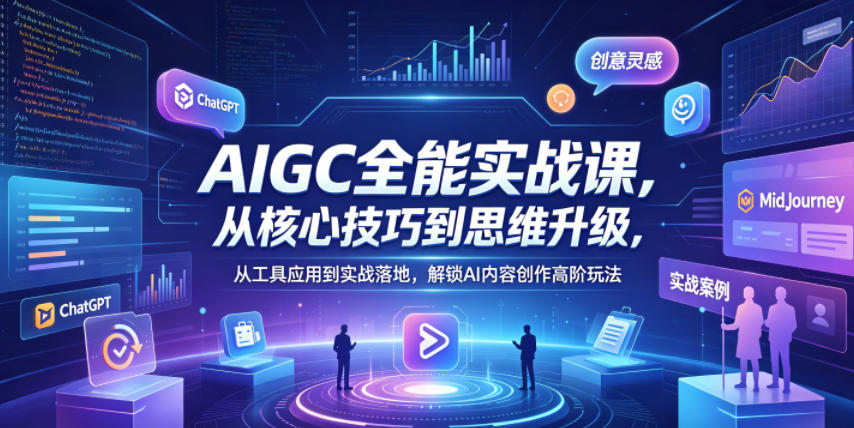 AIGC全能实战课，从核心技巧到思维升级，从工具应用到实战落地，解锁AI内容创作高阶玩法-迦哆网创社