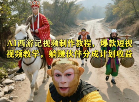 AI西游记视频制作教程，爆款短视频教学，躺賺伙伴分成计划收益-迦哆网创社