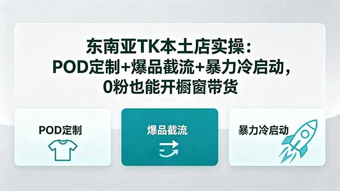东南亚TK本土店实操：POD定制+爆品截流+暴力冷启动，0粉也能开橱窗带货-迦哆网创社