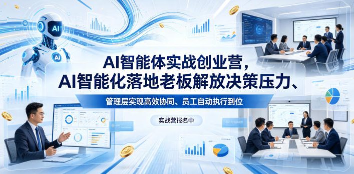 AI智能体实战创业营26年4月23-25号线下课，AI智能化落地老板解放决策压力、管理层实现高效协同、员工自动执行到位-迦哆网创社