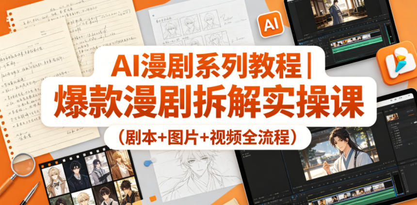 AI漫剧系列教程｜爆款漫剧拆解实操课(剧本+图片+视频全流程)-迦哆网创社