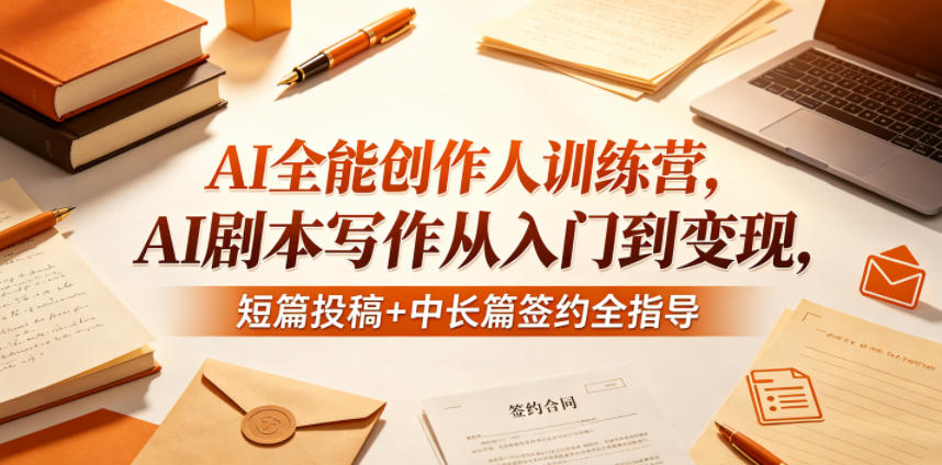 AI全能创作人训练营,AI剧本写作从入门到变现,短篇投稿+中长篇签约全指导-迦哆网创社