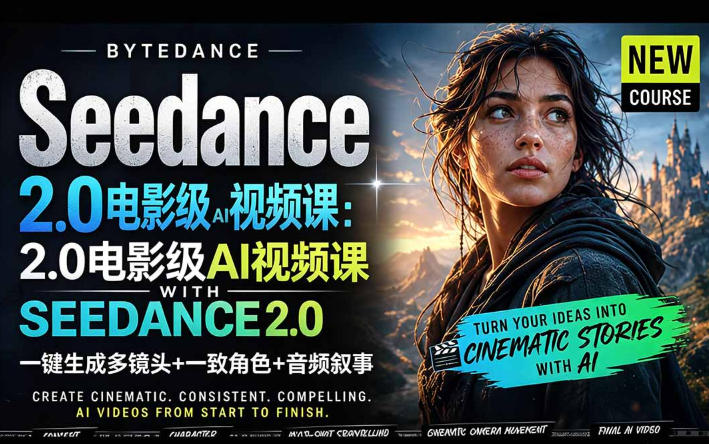 字节跳动的Seedance 2.0 AI电影视频生成制作教程，一键生成多镜头+一致角色+音频叙事-中英字幕-迦哆网创社