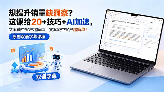 想提升销量缺洞察？这课给 20 + 技巧 + AI 加速，文案戳中客户超简单！【原创双语字幕】-迦哆网创社
