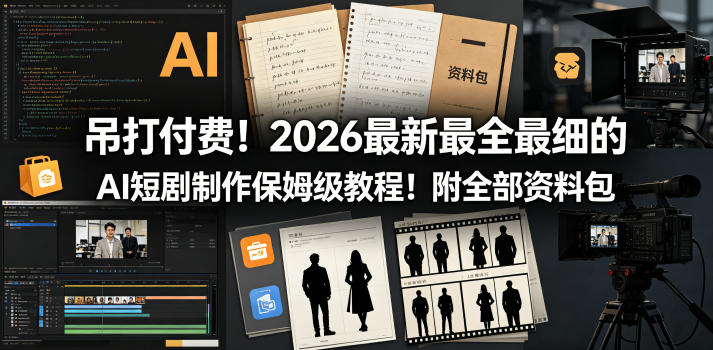 吊打付费！2026最新最全最细的AI短剧制作保姆级教程！附全部资料包-迦哆网创社