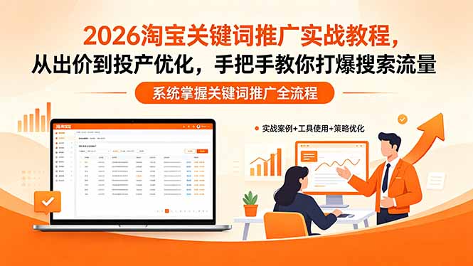 2026淘宝关键词推广实战教程，，从出价到投产优化，手把手教你打爆搜索流量-迦哆网创社