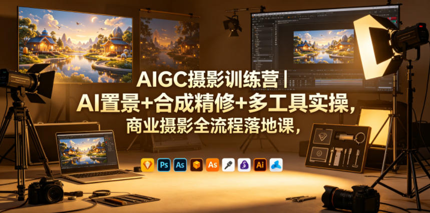 AIGC摄影训练营|AI置景+合成精修+多工具实操,商业摄影全流程落地课-迦哆网创社