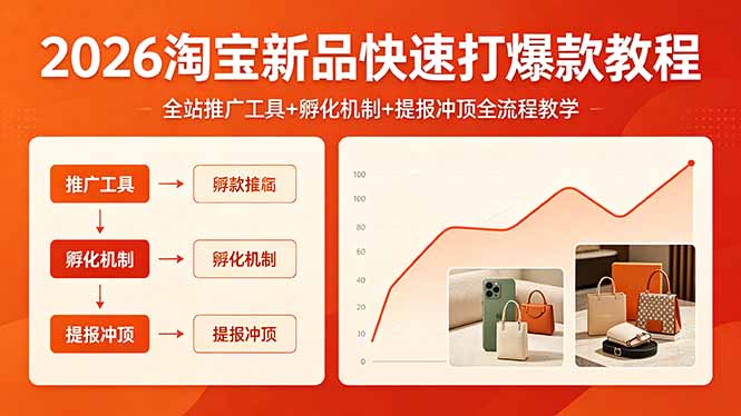 2026淘宝新品快速打爆款教程，全站推广工具+孵化机制+提报冲顶全流程教学-迦哆网创社