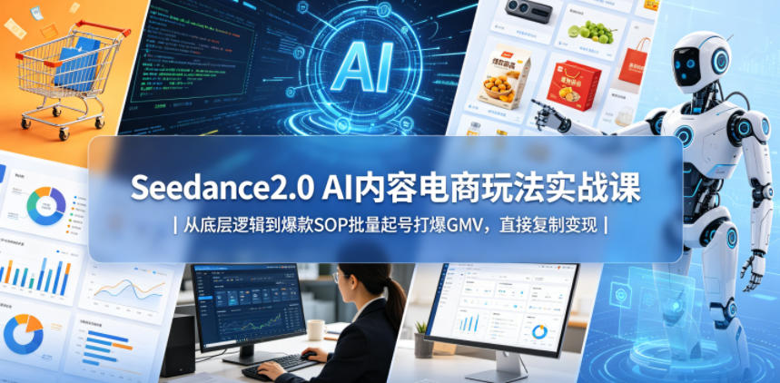Seedance2.0 AI内容电商玩法实战课|从底层逻辑到爆款SOP批量起号打爆GMV,直接复制变现-迦哆网创社