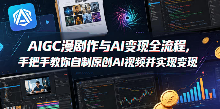 AIGC漫剧创作与AI变现全流程，手把手教你自制原创AI视频并实现变现-迦哆网创社