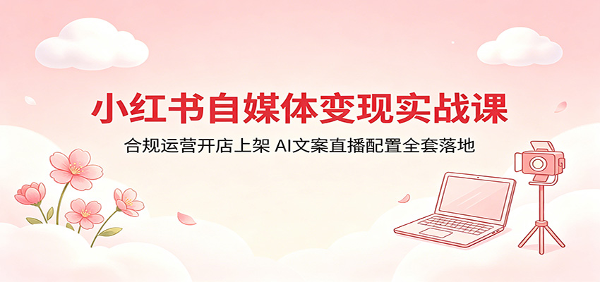 小红书自媒体变现实战课：合规运营开店上架，AI文案直播配置全套落地-迦哆网创社