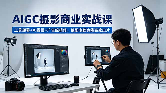 AIGC 摄影商业实战课,工具部署+AI置景+广告级精修,低配电脑也能高效出片-迦哆网创社