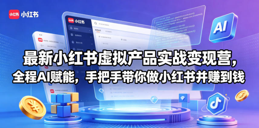 最新小红书虚拟产品实战变现营,全程AI赋能,手把手带你做小红书并赚到钱-迦哆网创社