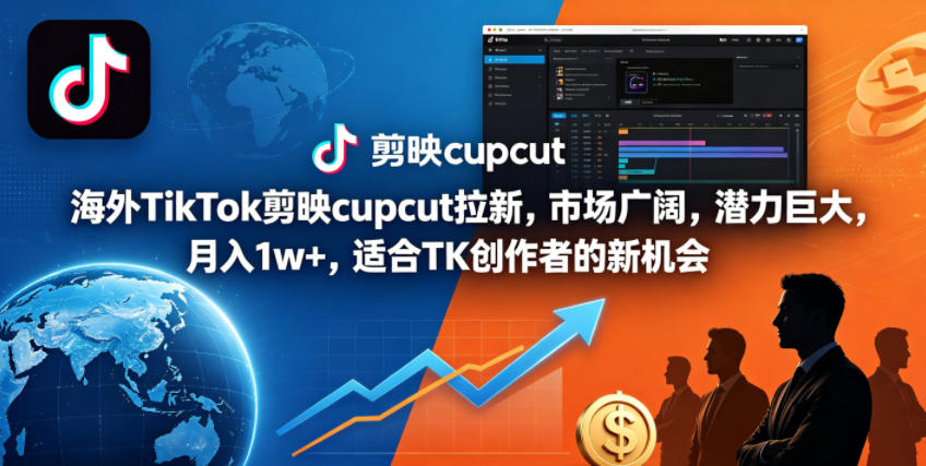 海外TikTok剪映cupcut拉新,市场广阔,潜力巨大,月入1w+,适合TK创作者的新机会-迦哆网创社