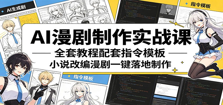 AI漫剧制作实战课:全套教程配套指令模板,小说改编漫剧一键落地制作-迦哆网创社