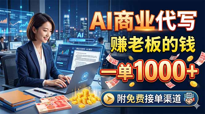 AI商业代写,赚老板的钱,一单1000+,附免费接单渠道-迦哆网创社